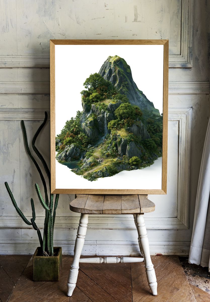 Lush Mountain Island Print. room preview