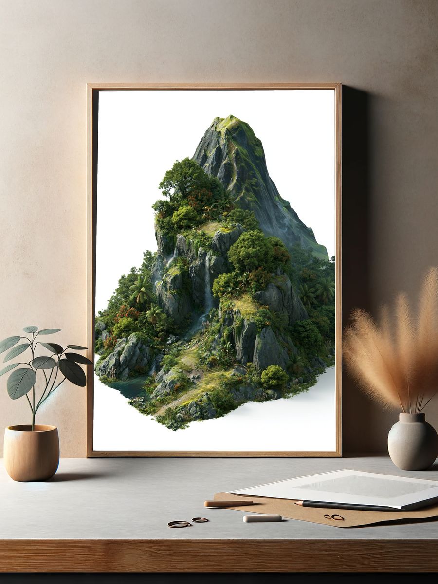Lush Mountain Island Print. — room view 2