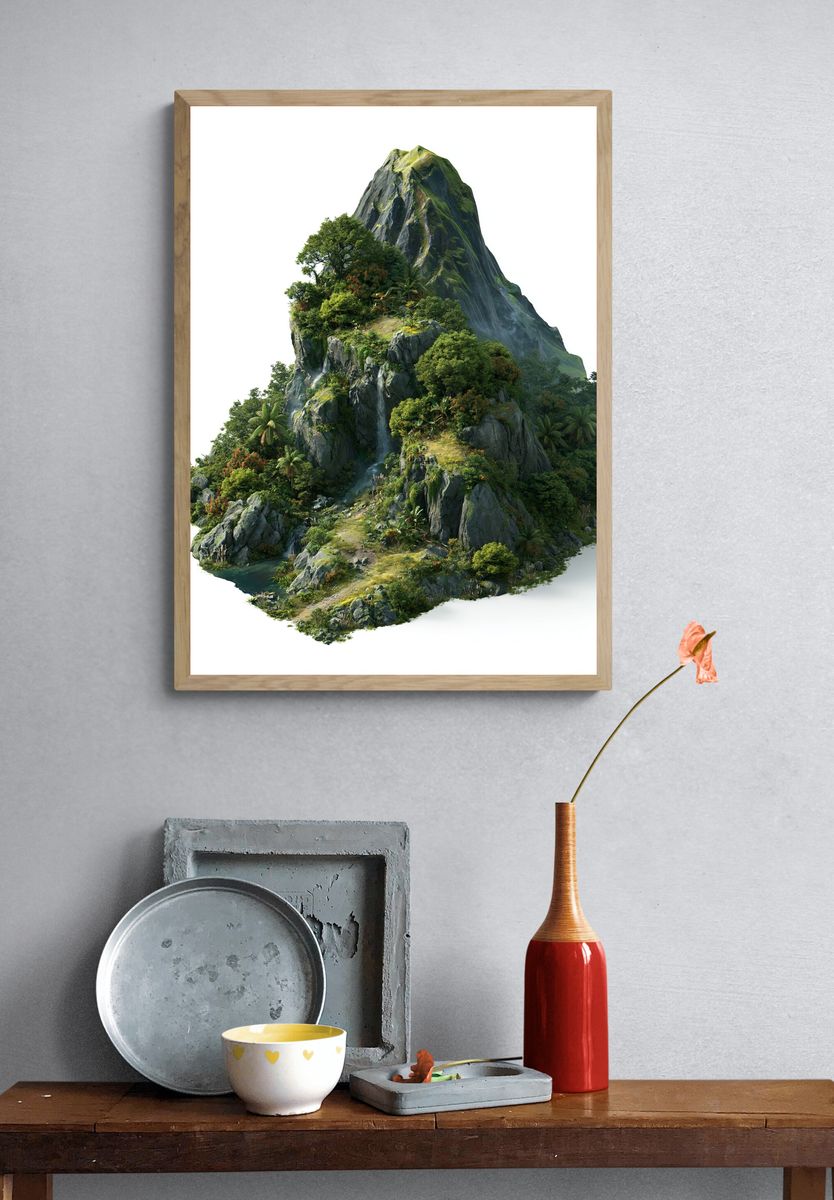 Lush Mountain Island Print. — room view 3