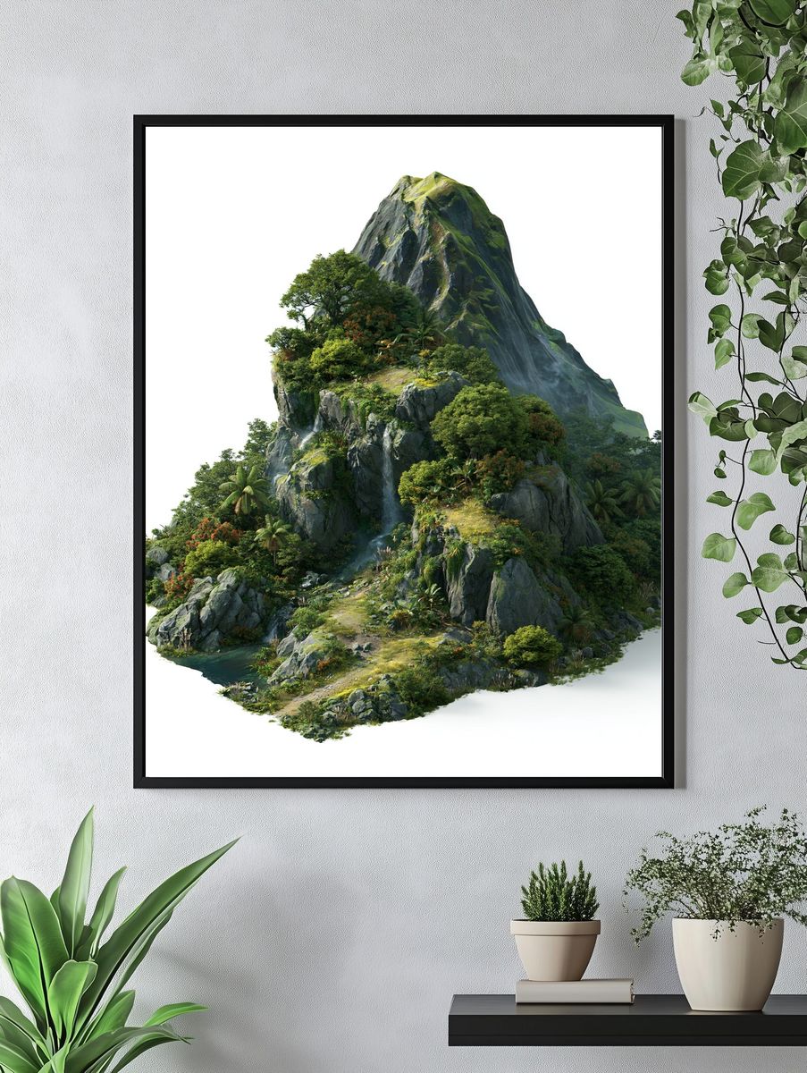 Lush Mountain Island Print. — room view 4
