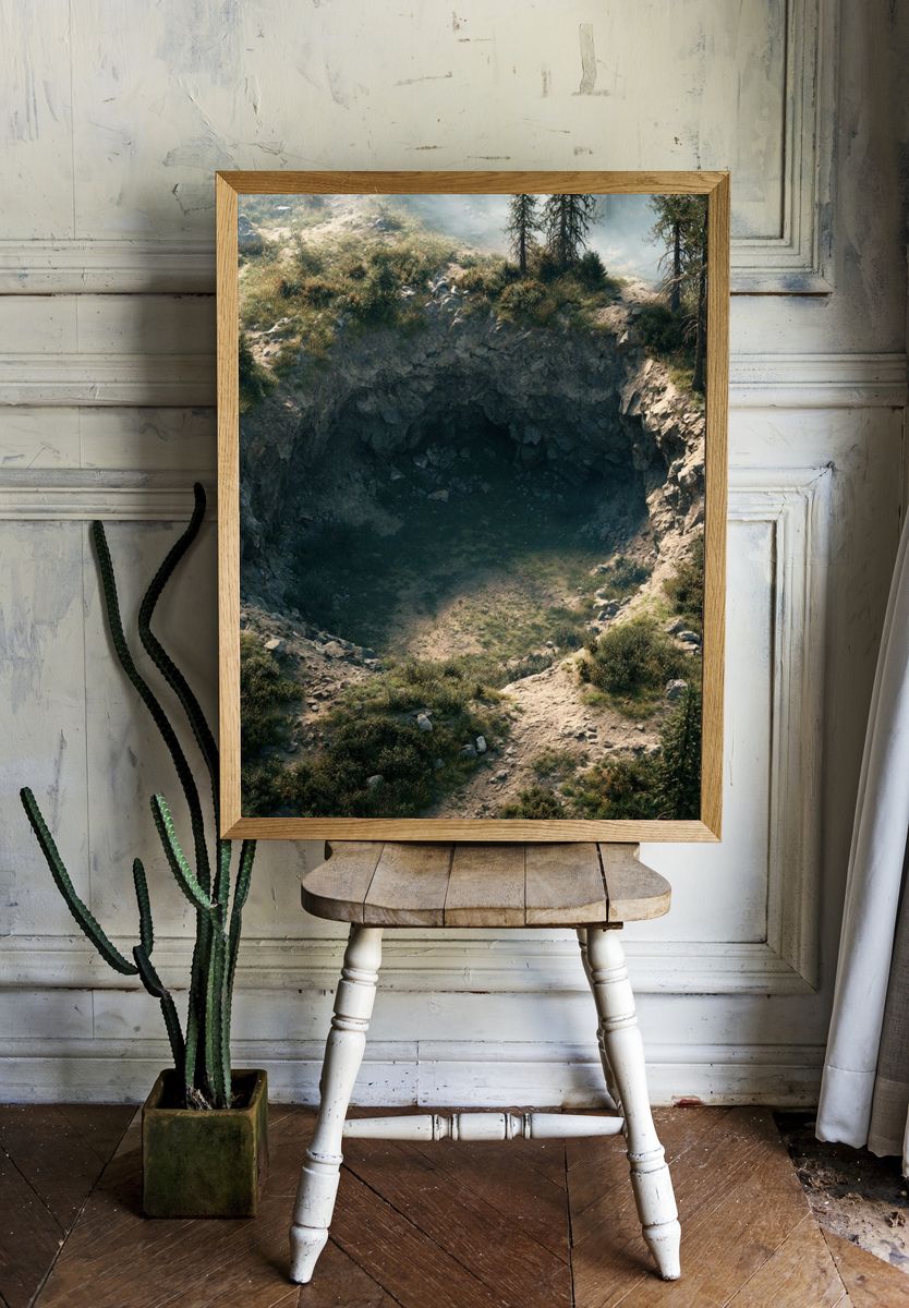 Forest Sinkhole Landscape Print. room preview