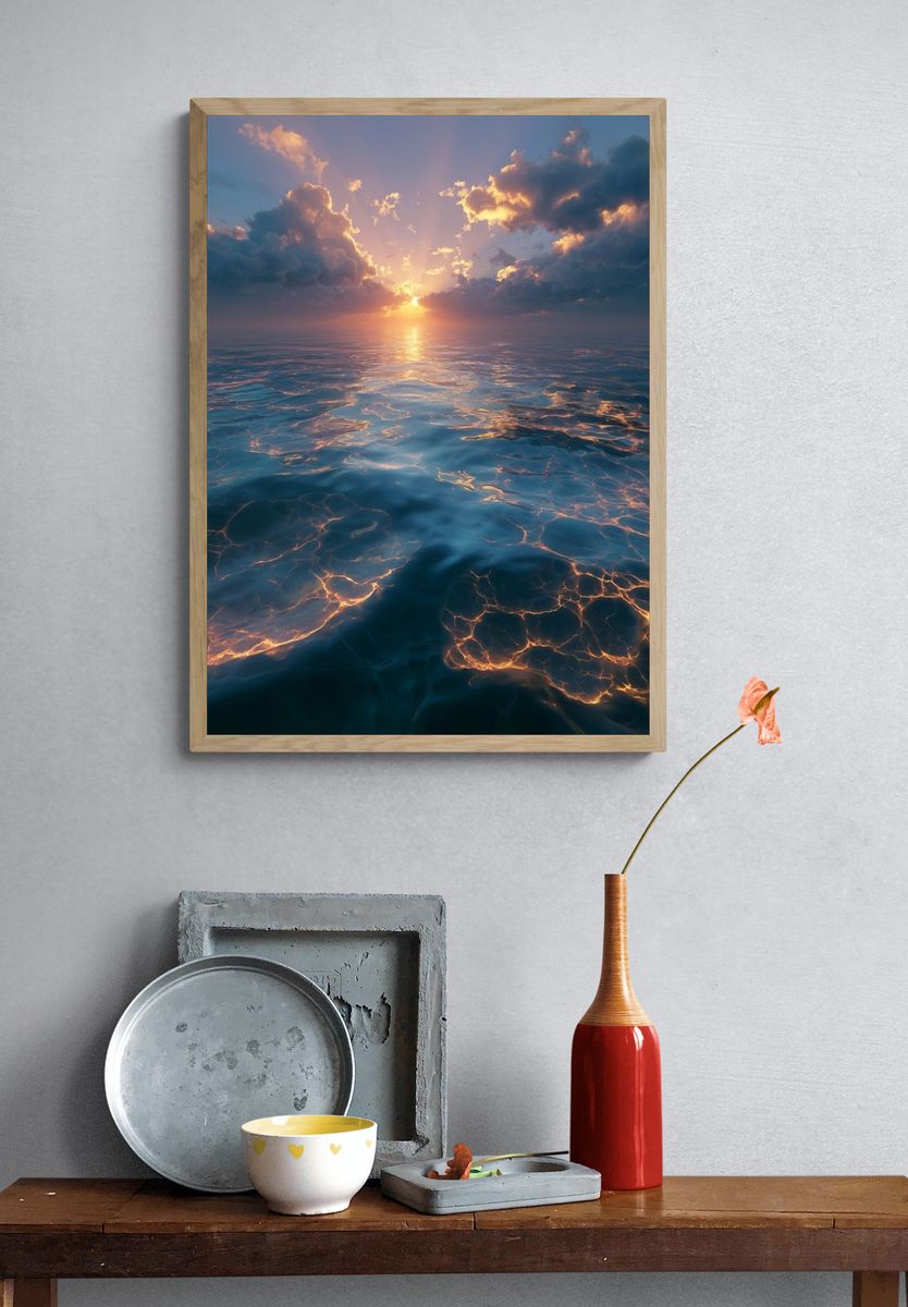 Sunset Ocean Glow Print. — room view 3