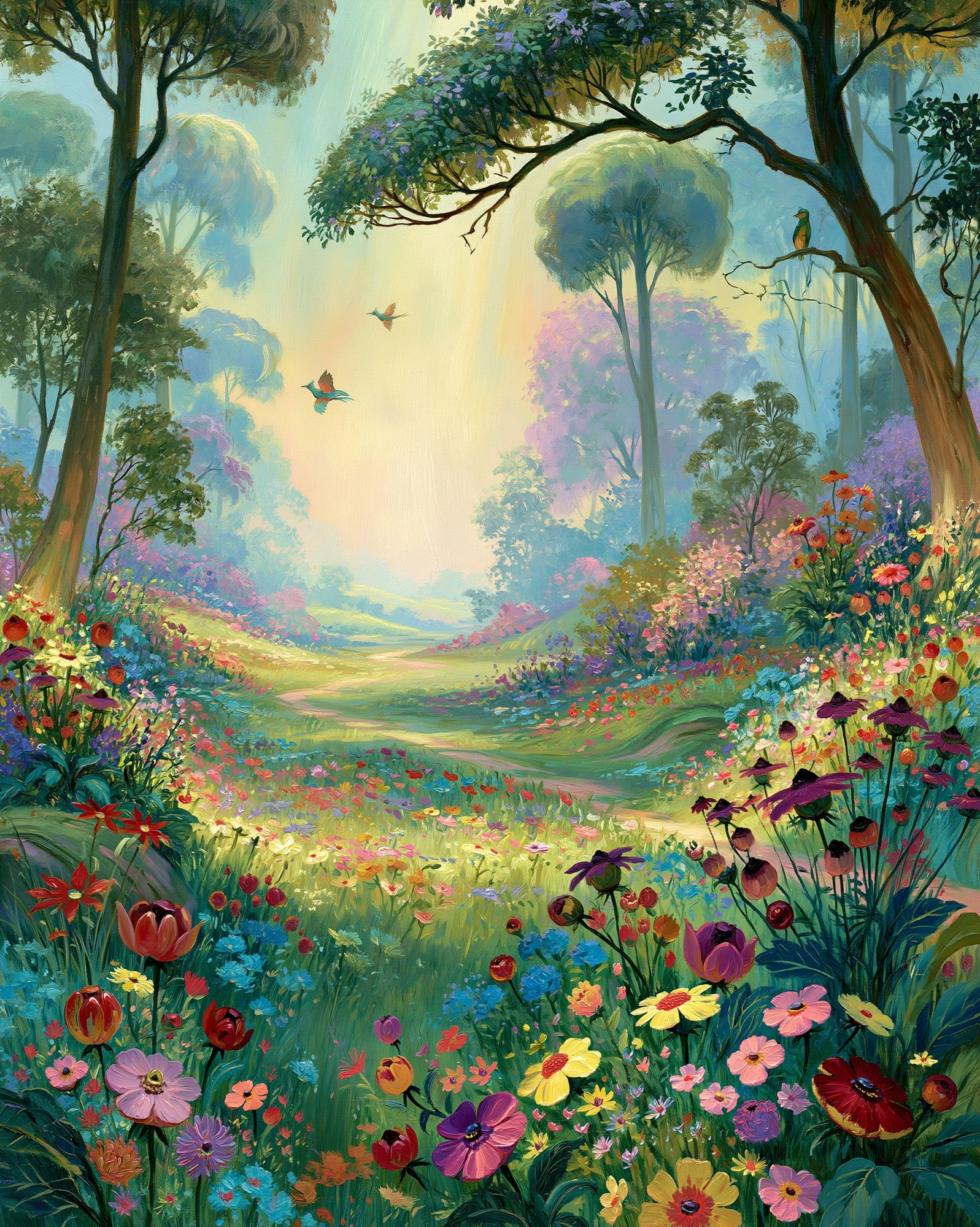 Enchanted Flower Forest Print. poster — nature art
