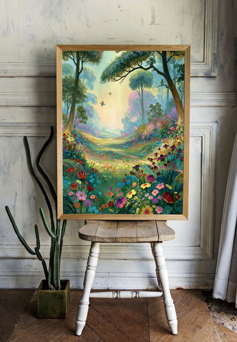 Enchanted Flower Forest Print. — room view 1
