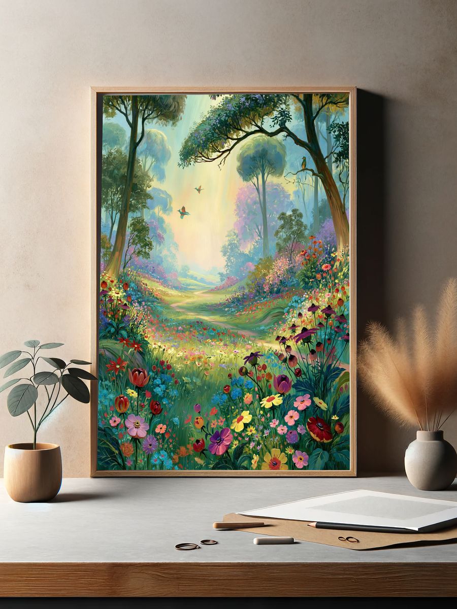 Enchanted Flower Forest Print. — room view 2