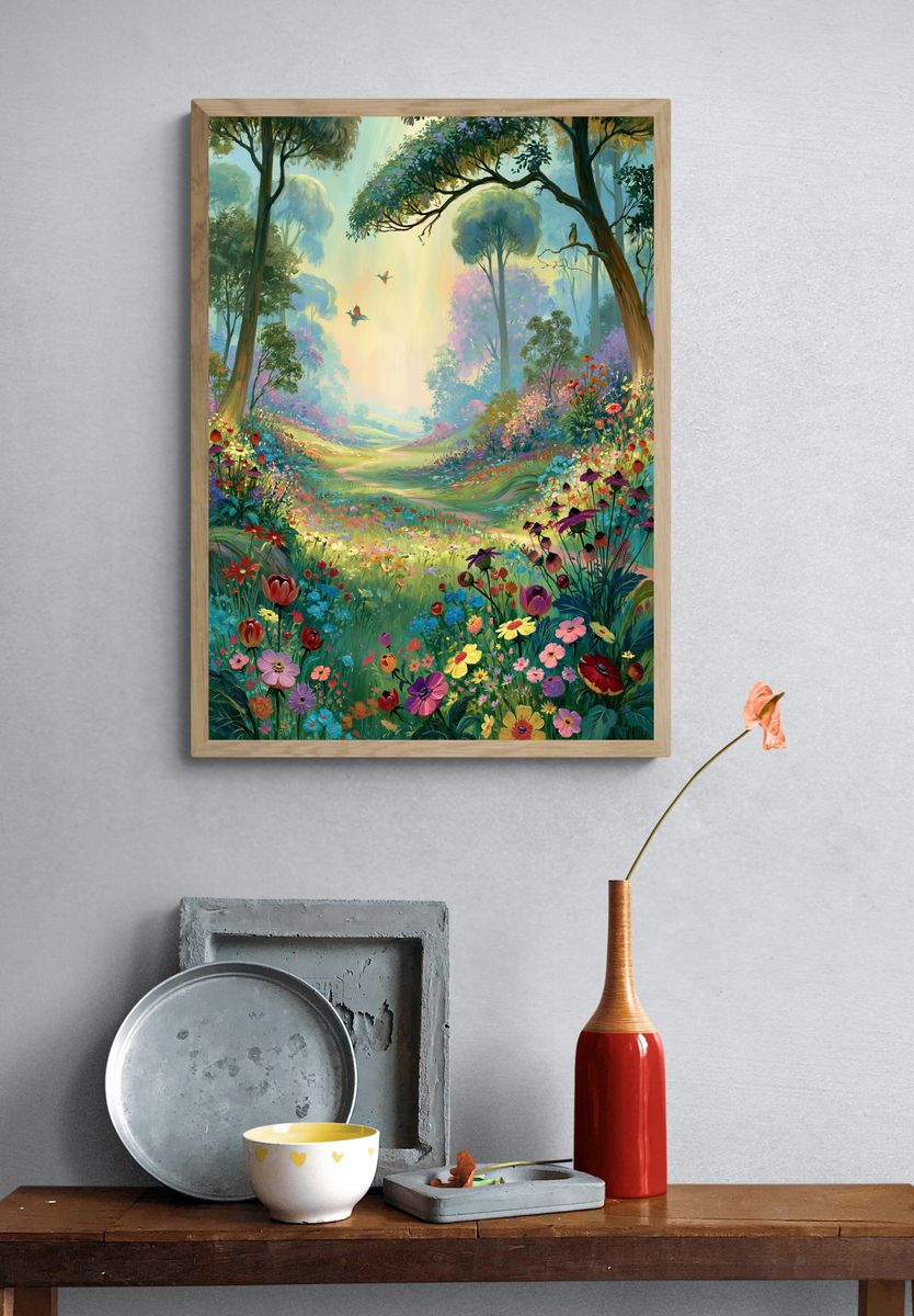 Enchanted Flower Forest Print. — room view 3