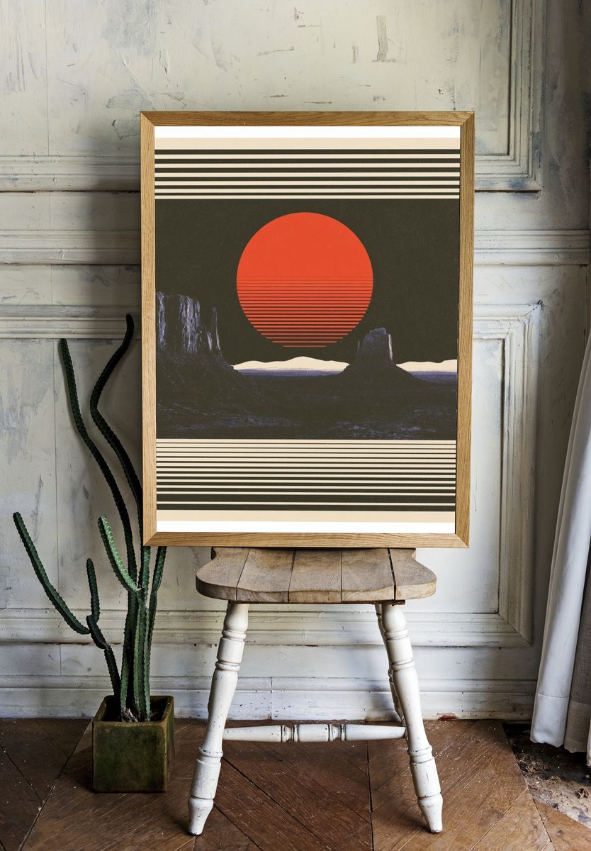 Desert Sunset Retro Print. — room view 1