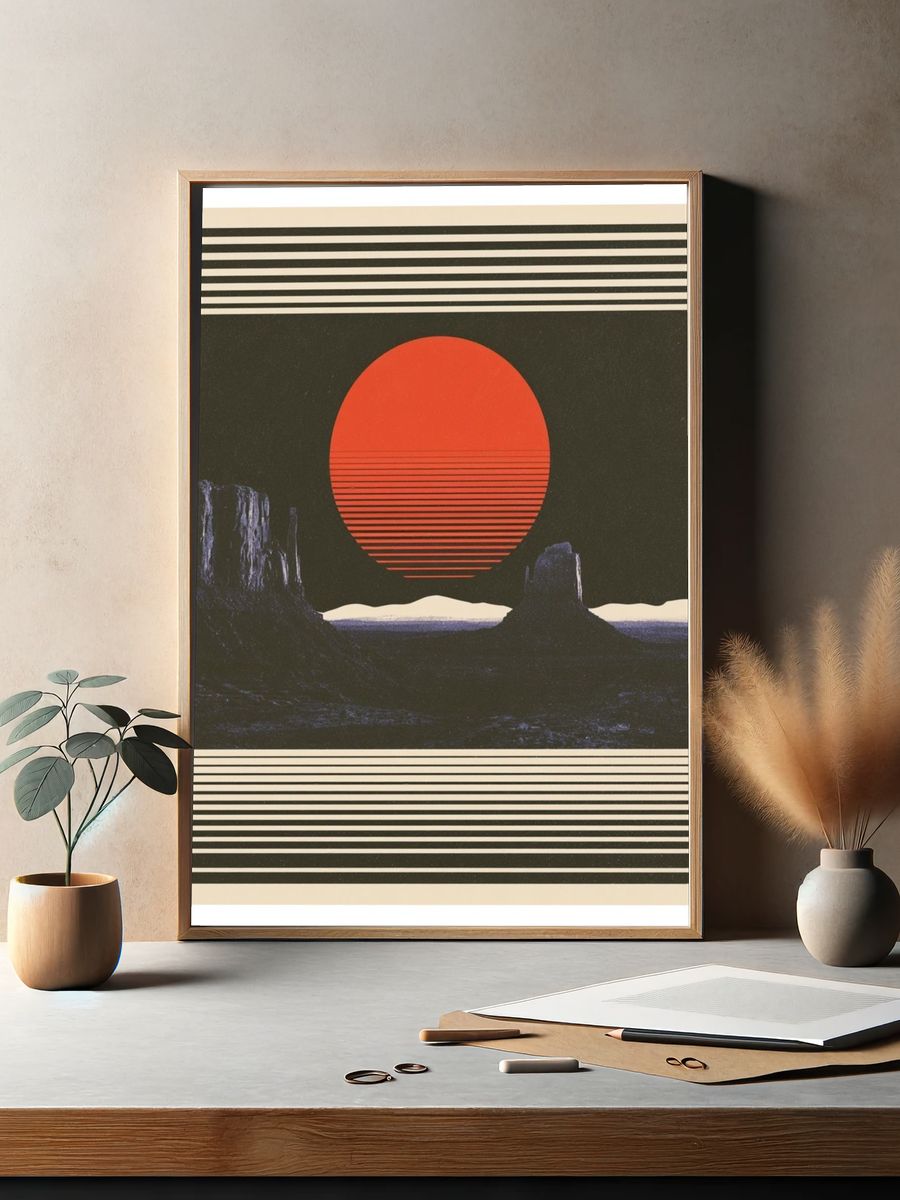 Desert Sunset Retro Print. — room view 2