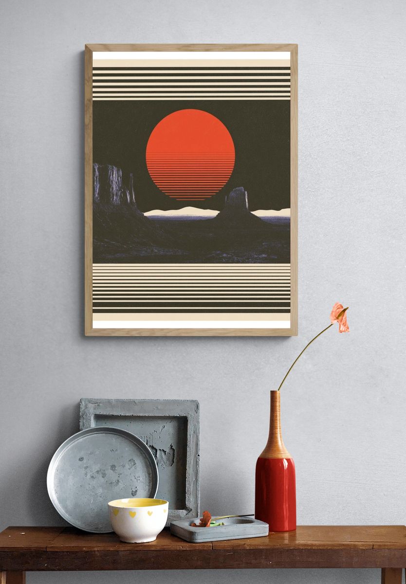 Desert Sunset Retro Print. — room view 3