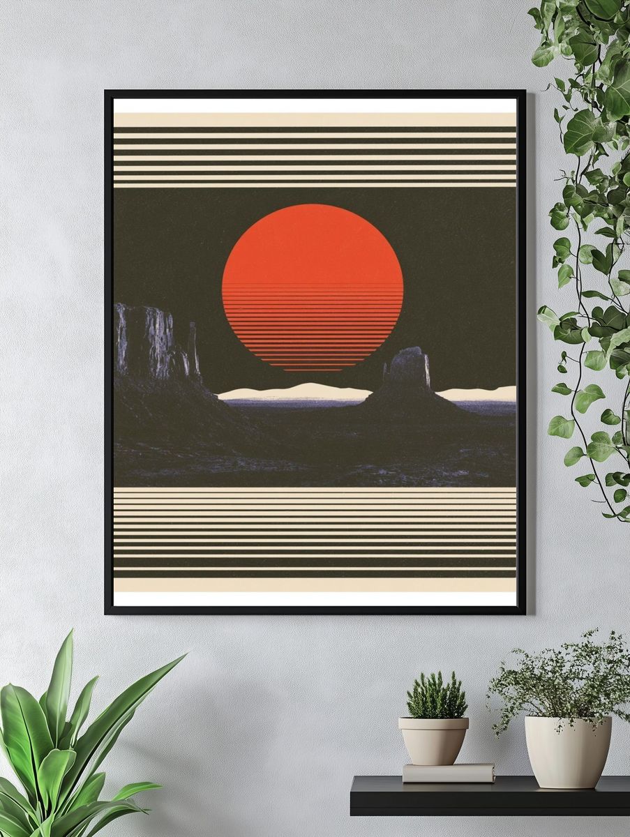 Desert Sunset Retro Print. — room view 4