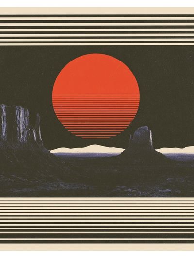 Desert Sunset Retro Print. poster