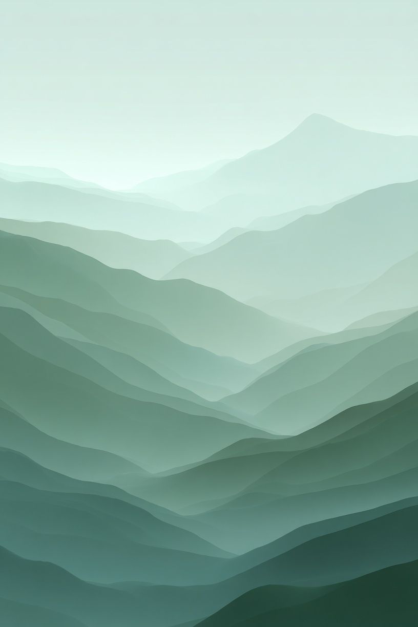 Misty Green Mountain Layers Print. poster — nature art