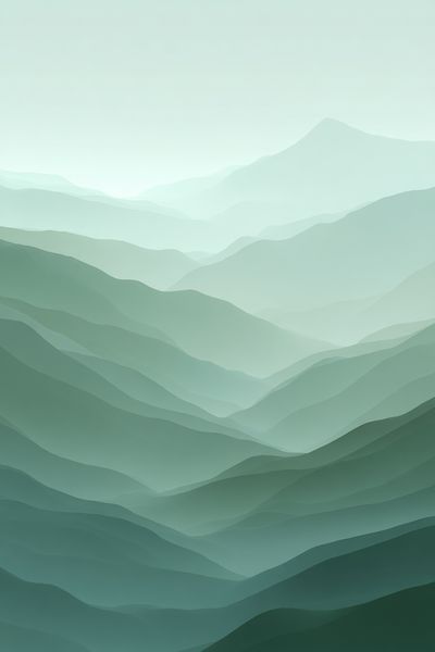 Misty Green Mountain Layers Print. poster