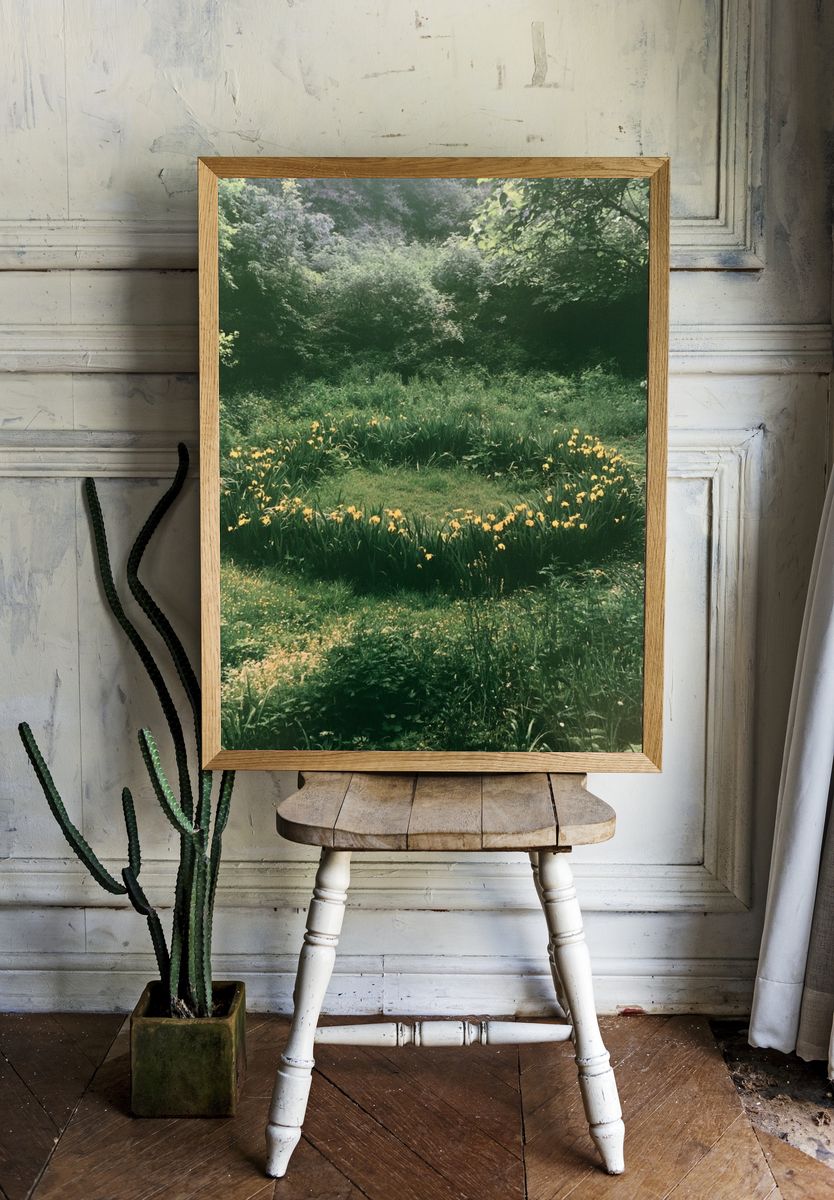 Wild Garden Circle Photography Poster. — room view 1