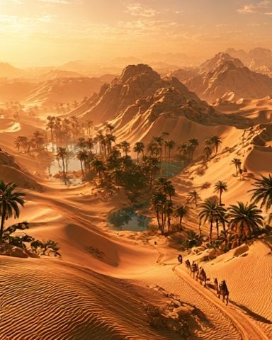 Desert Oasis Landscape Print. poster detail