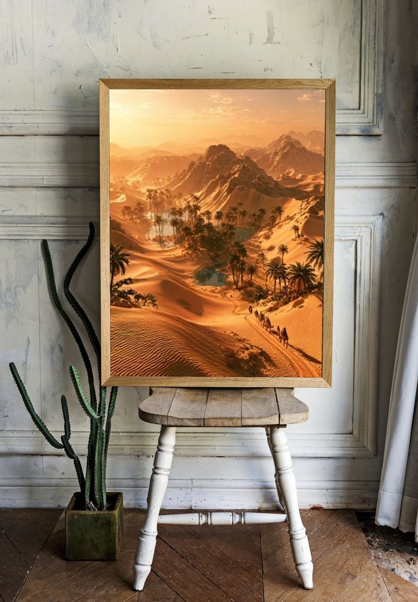Desert Oasis Landscape Print. — room view 1