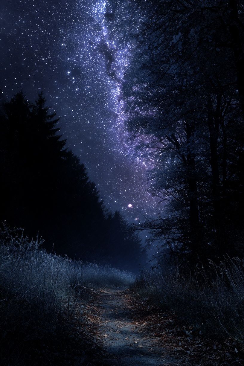 Starry Forest Path Print. poster detail