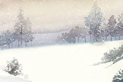 Winter wonderland landscape painted watercolor. poster