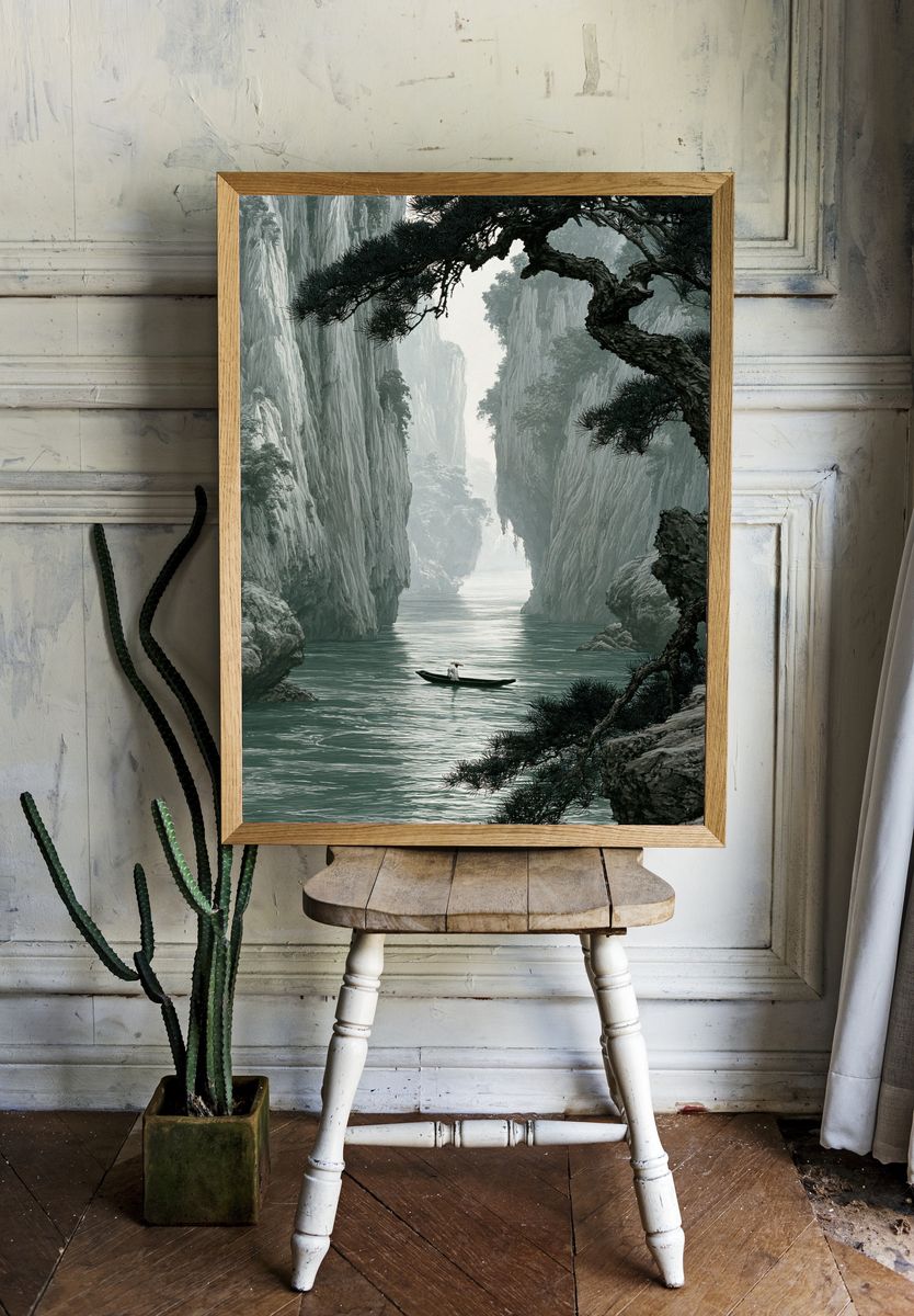 Misty River Gorge Landscape Print. — room view 1