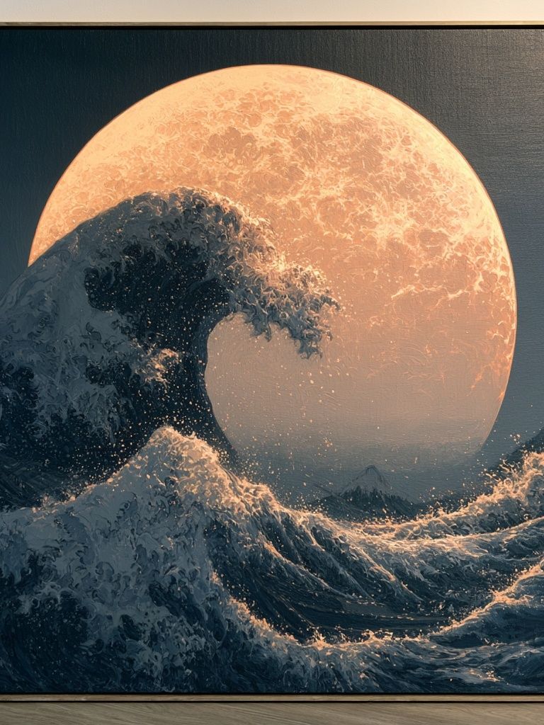 Moonlit Ocean Wave Print. poster detail