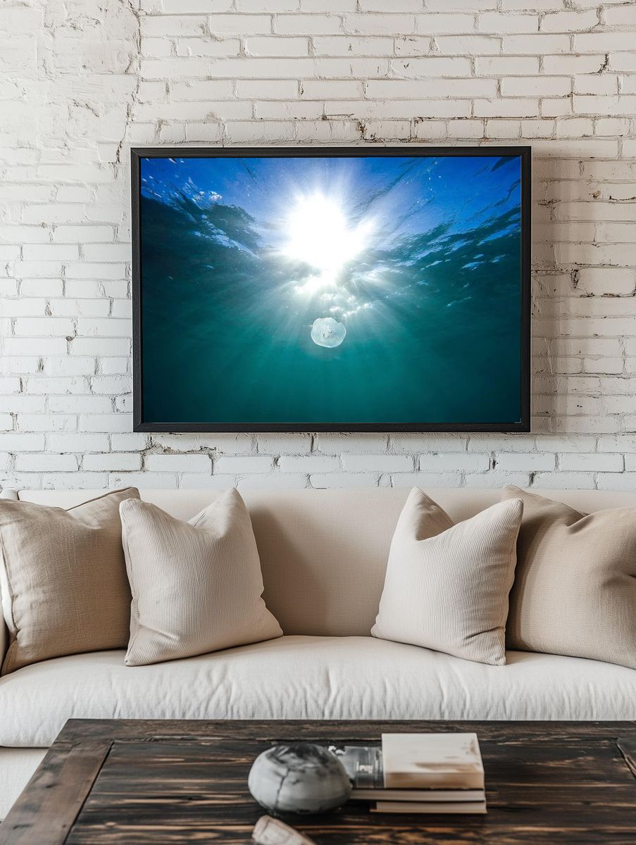 Underwater Sunburst Ocean Print. — room view 1