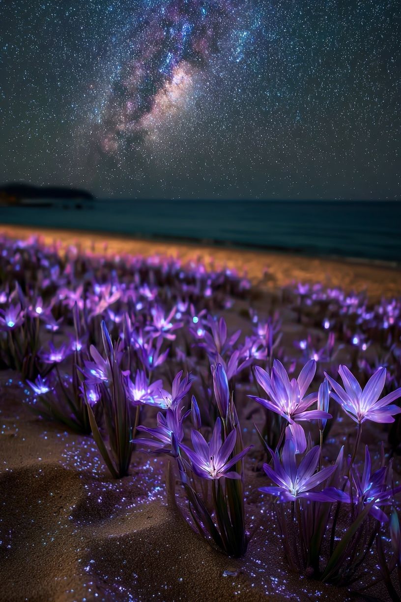 Galactic Beach Flowers — Nature Print. poster detail