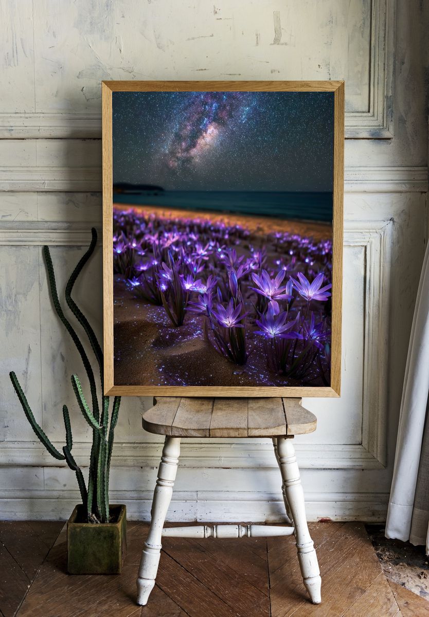 Galactic Beach Flowers — Nature Print. — room view 1