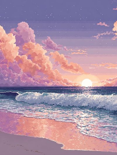 Pastel Ocean Sunset Digital Art Poster