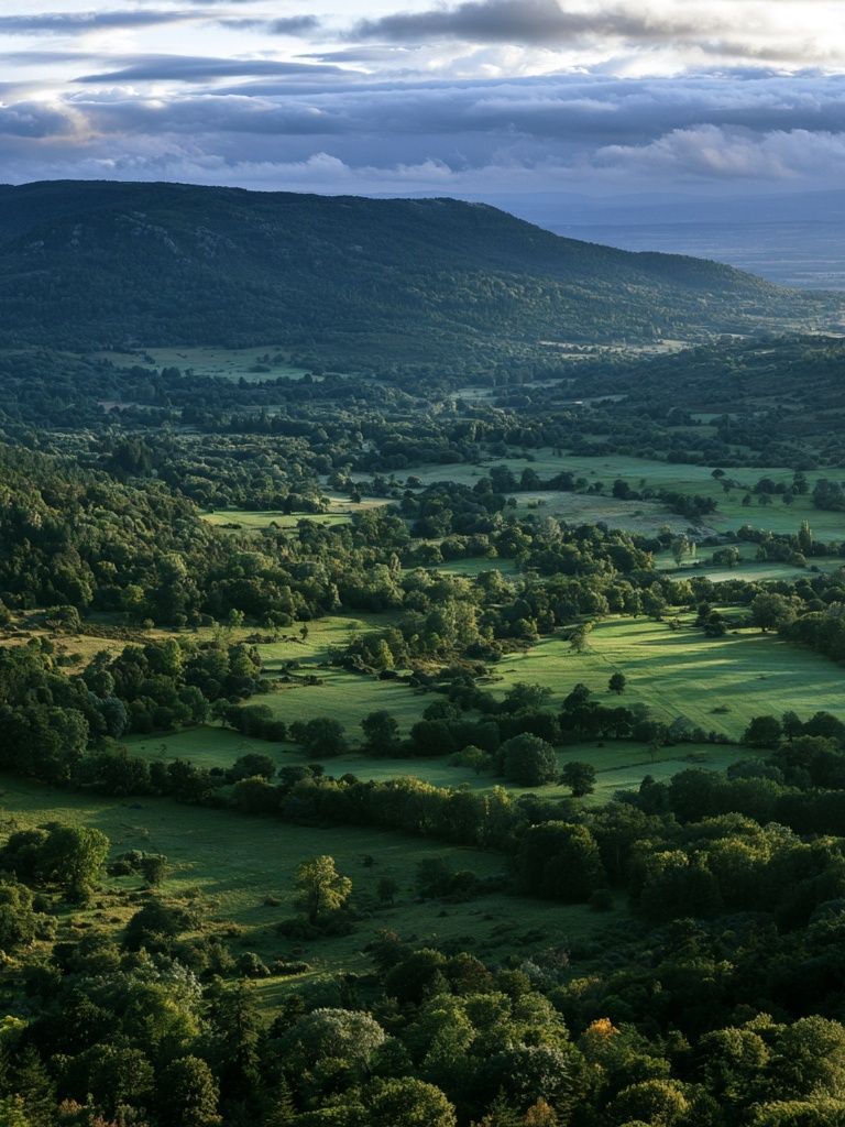 Misty Green Valley Landscape Poster. poster detail