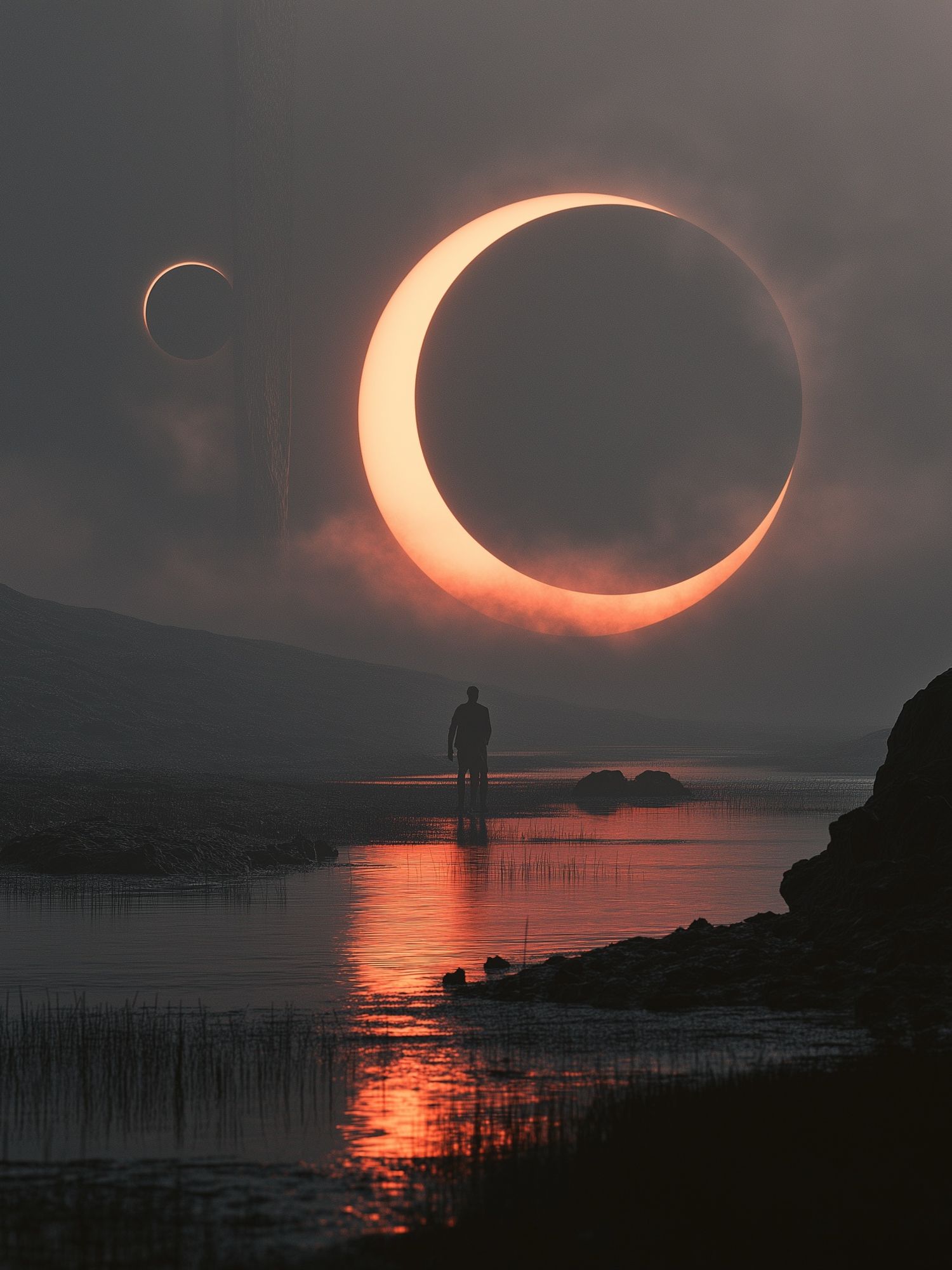 Eclipse Over Silent Lake Poster. poster detail