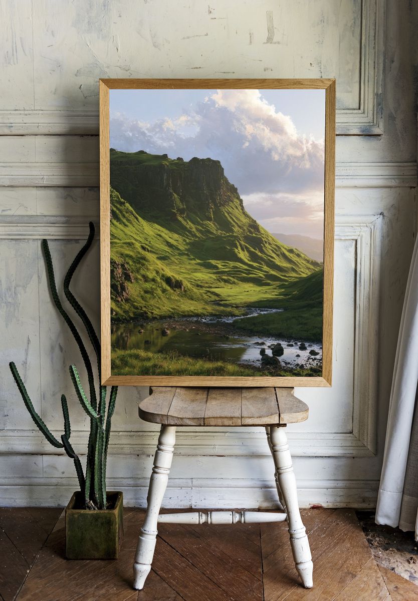 Misty Green Valley Landscape Poster. — room view 1