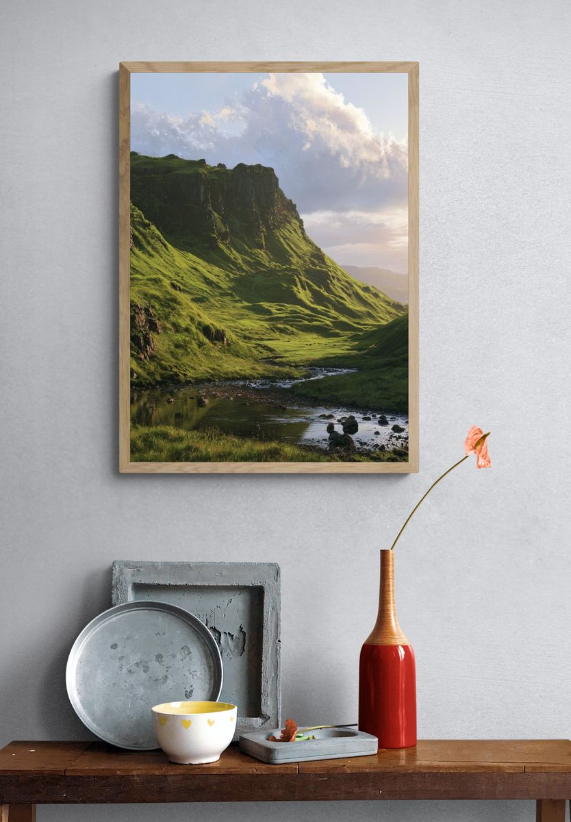 Misty Green Valley Landscape Poster. — room view 3