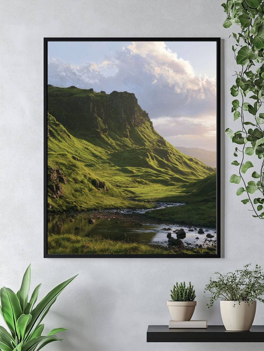 Misty Green Valley Landscape Poster. — room view 4