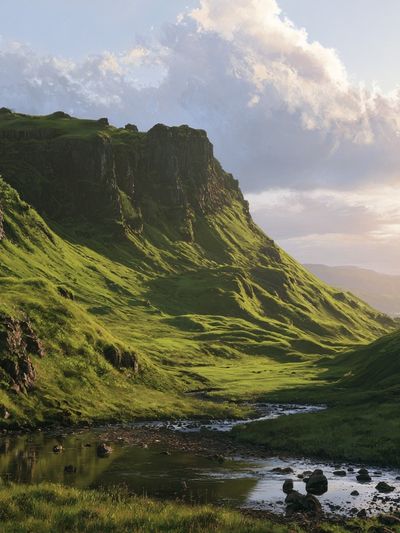 Misty Green Valley Landscape Poster. poster