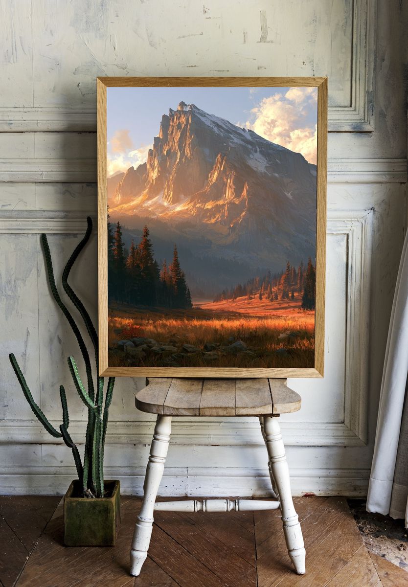 Sunlit Alpine Valley Print. room preview