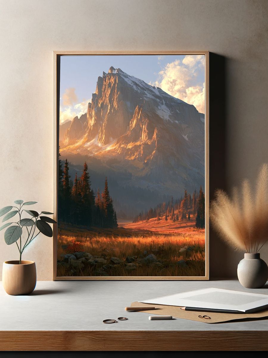 Sunlit Alpine Valley Print. — room view 2