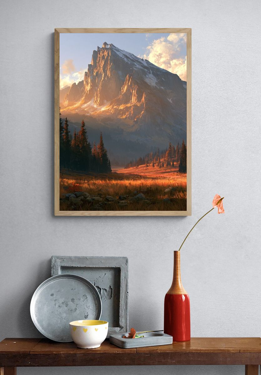 Sunlit Alpine Valley Print. — room view 3