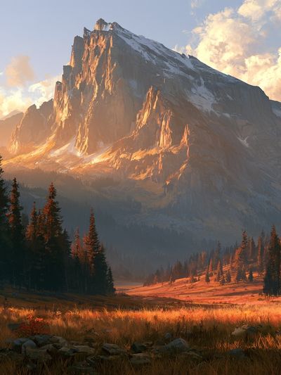 Sunlit Alpine Valley Print. poster