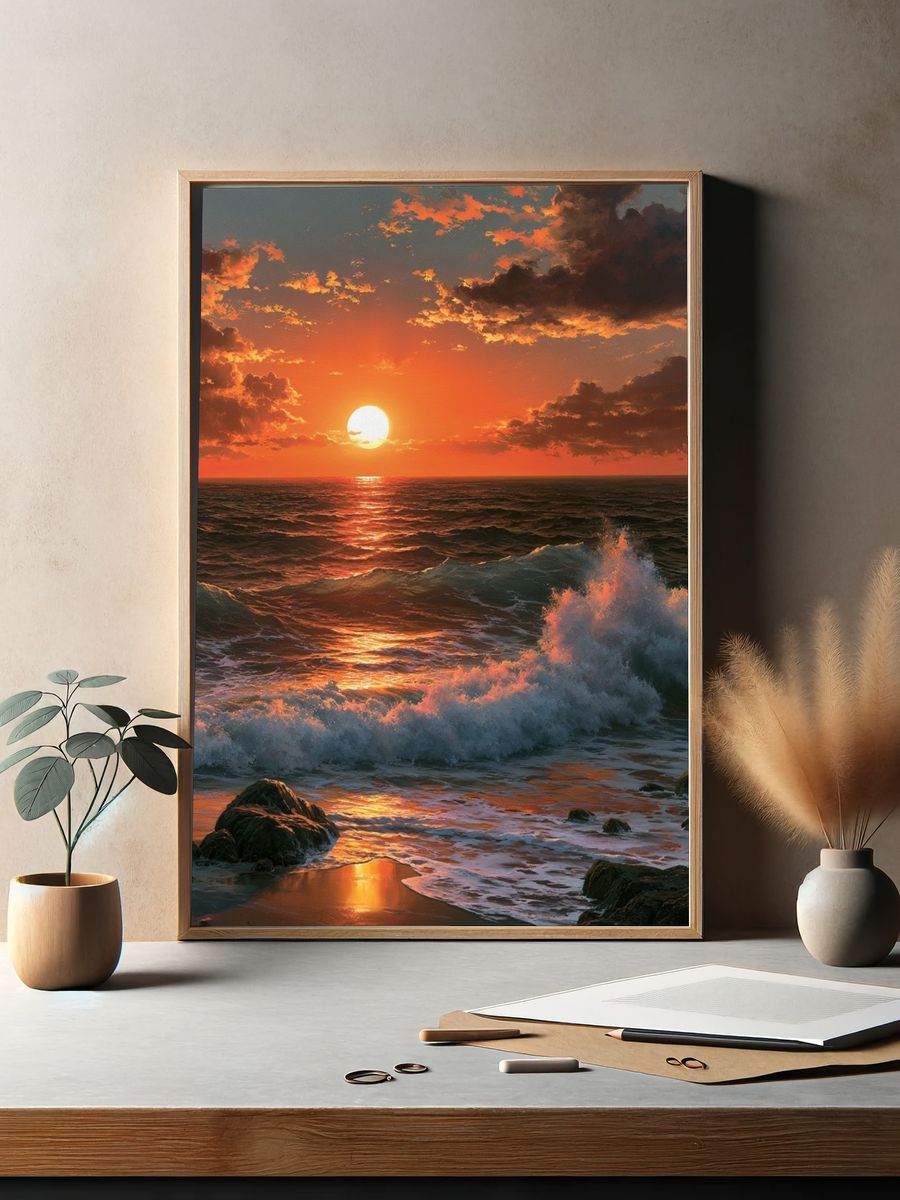 Ocean Sunset Waves Poster. — room view 2