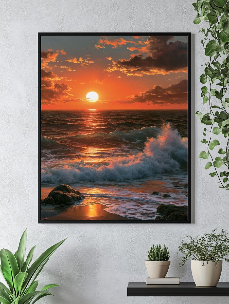 Ocean Sunset Waves Poster. — room view 4