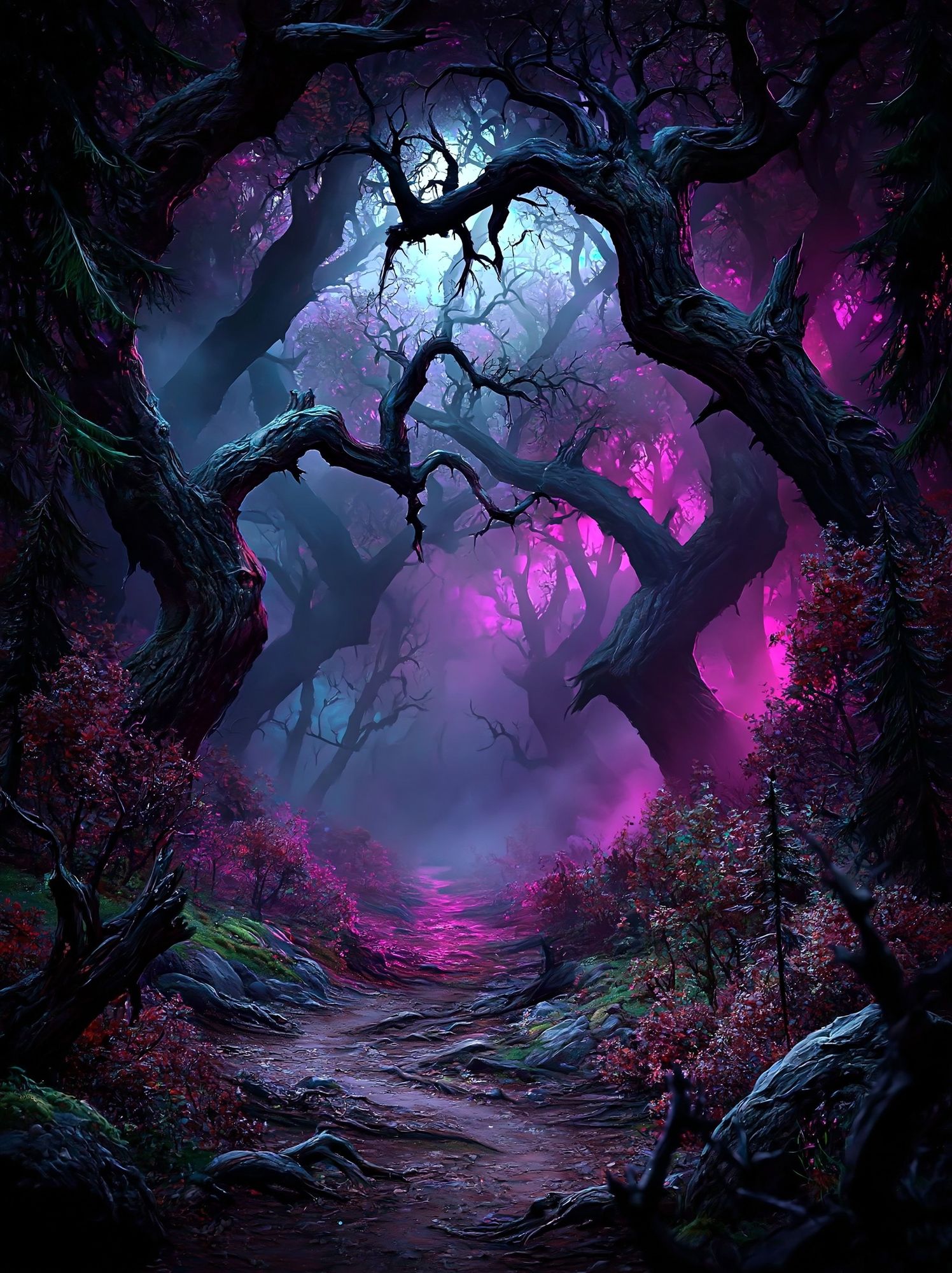 Enchanted Neon Forest Poster. poster — nature art