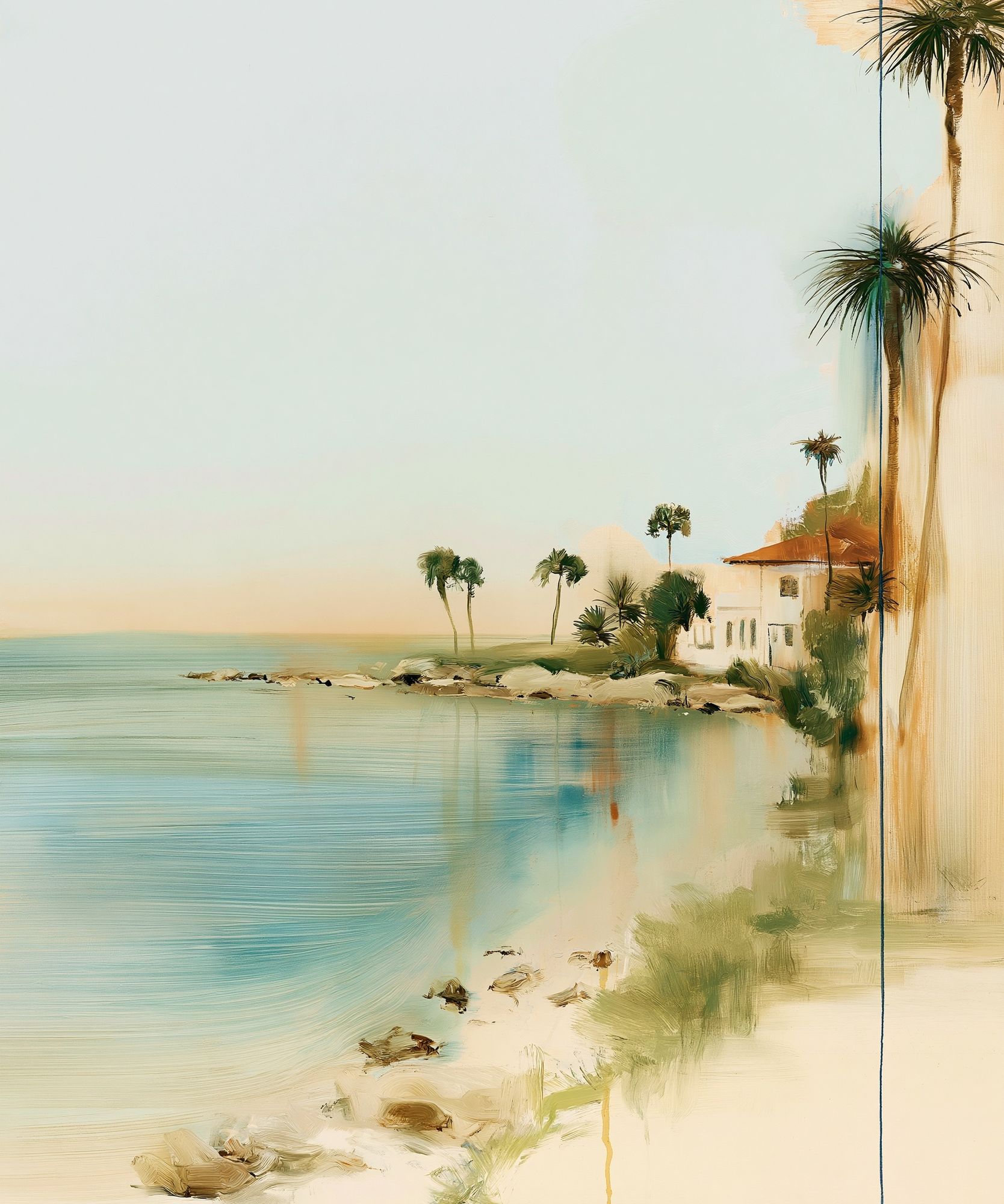 Coastal Palm Shoreline Print. poster — nature art
