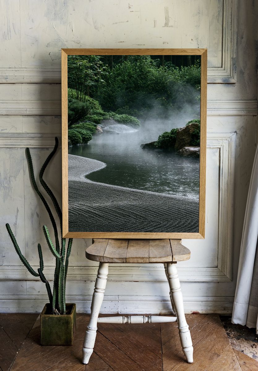 Misty Zen Garden Landscape Print. — room view 1