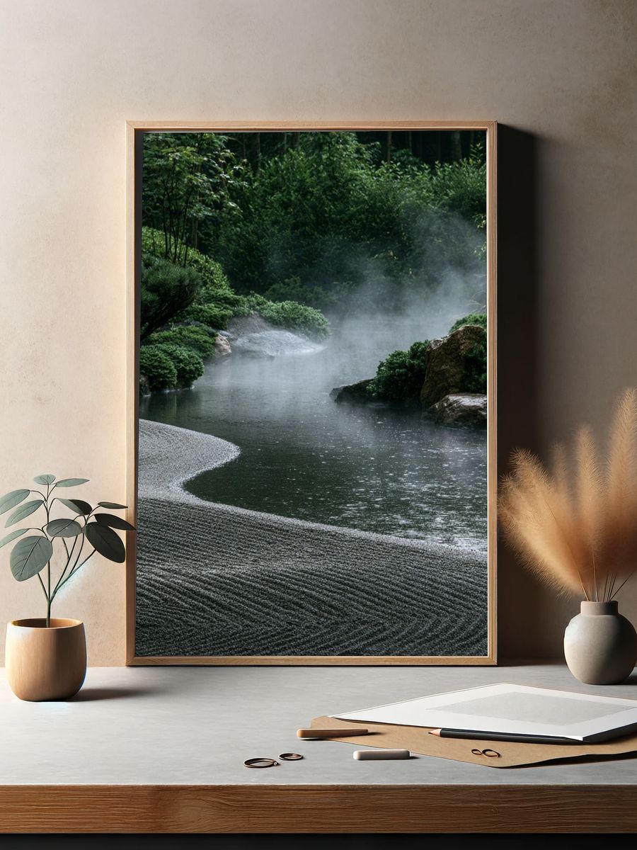 Misty Zen Garden Landscape Print. — room view 2