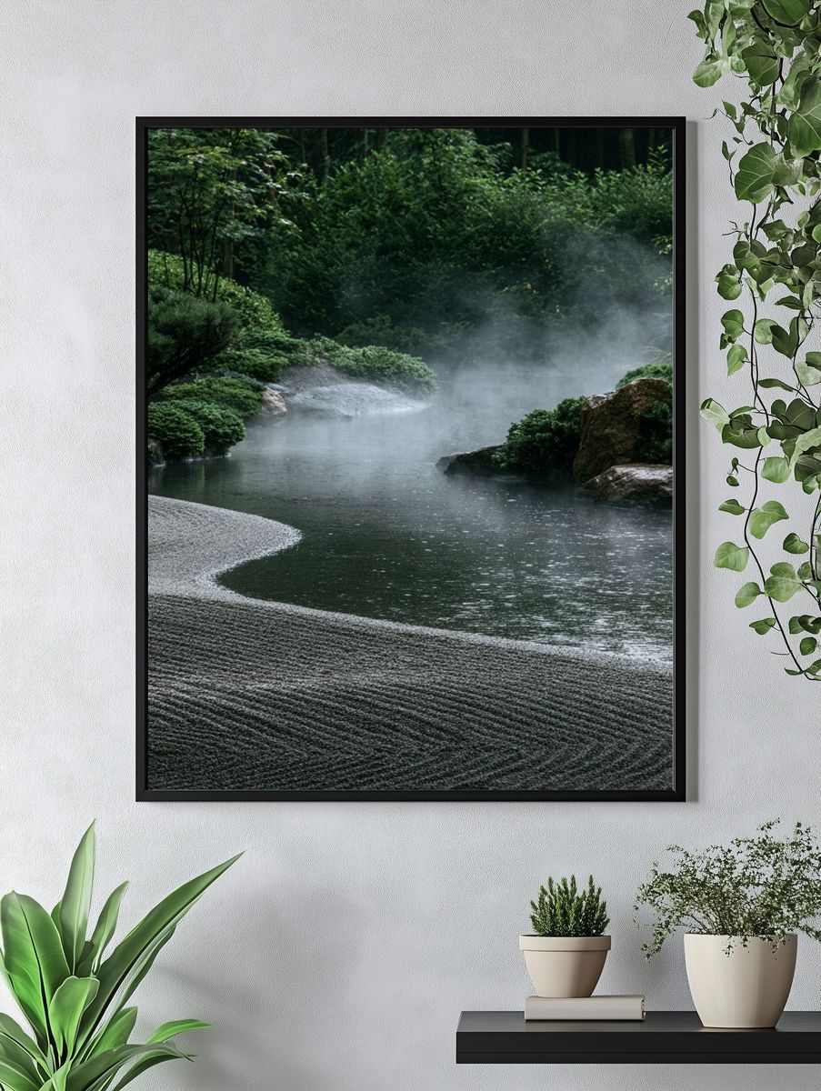 Misty Zen Garden Landscape Print. — room view 4