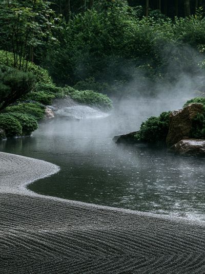 Misty Zen Garden Landscape Print.