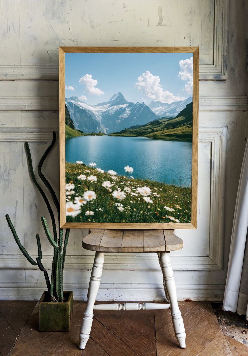 Alpine Lake Meadow Photography Poster. — room view 1