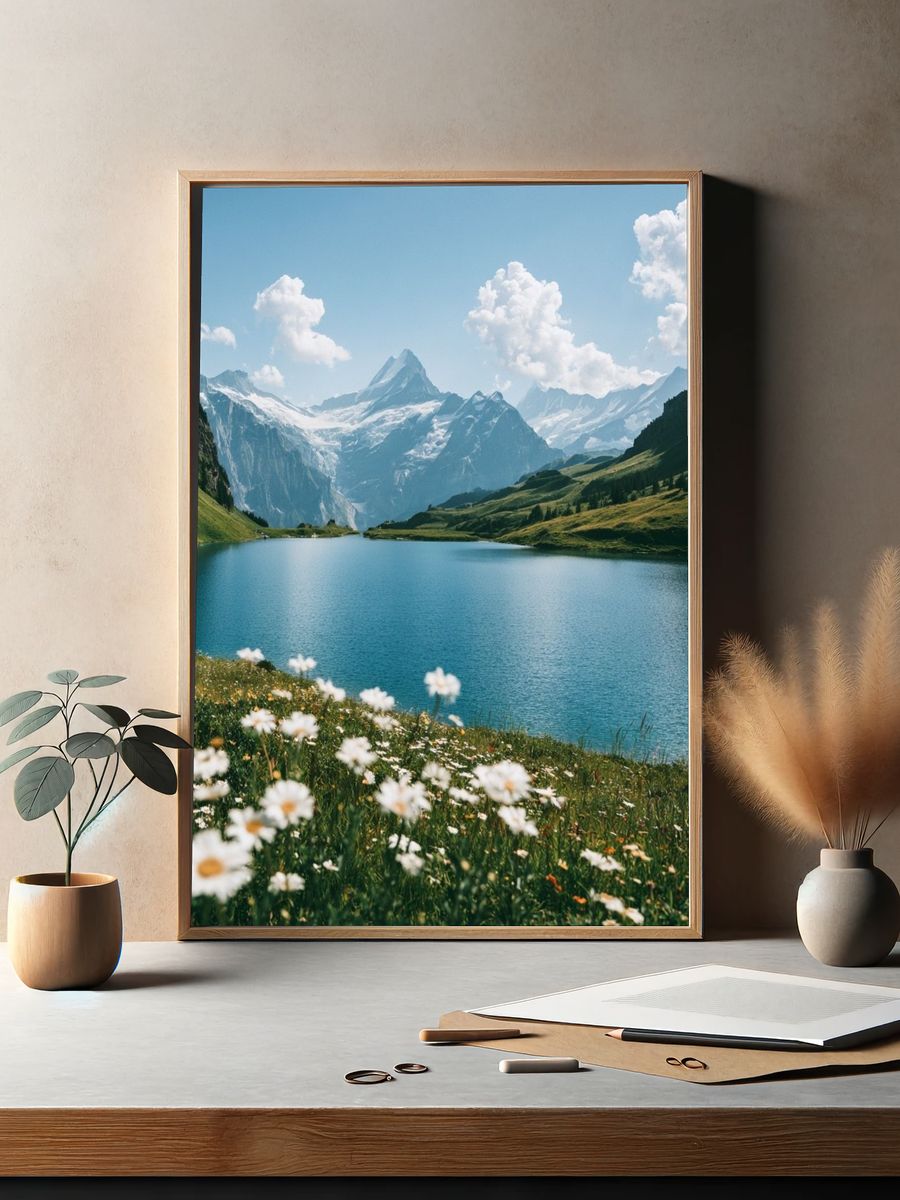 Alpine Lake Meadow Photography Poster. — room view 2