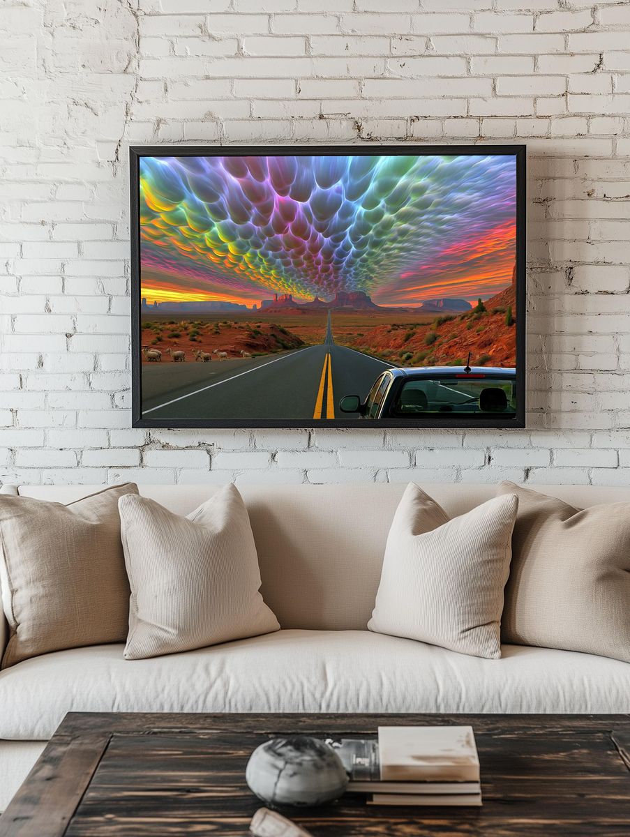 Surreal Desert Roadscape Poster. room preview