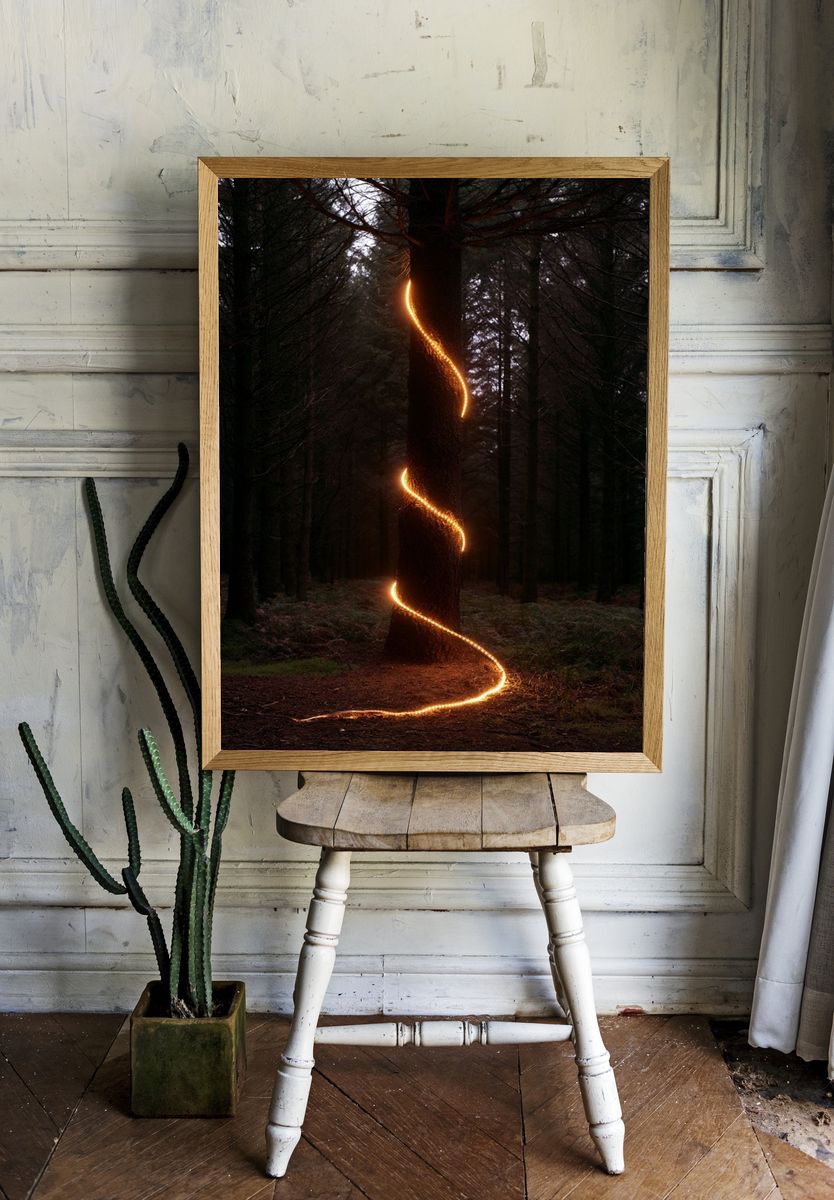 Glowing Forest Spiral Poster. — room view 1
